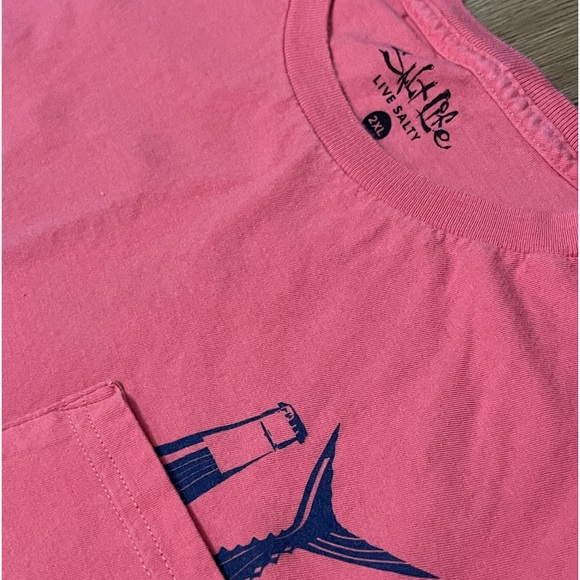 Salt Life NWOT 2XL Mens Shirt Pink Salmon Blue - Picture 4 of 6